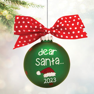 Dear Santa I Can Explain Green Glass Ball Personalized Ornament