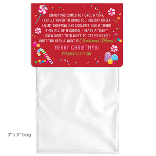 Christmas Money from "Me" Personalized 24-Piece Sticker and Gift Bag Set