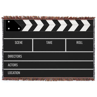 Family Movie Night Clapper Board Personalized Fringe Throw Blanket