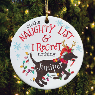 On The Naughty List Personalized Dog Ornament