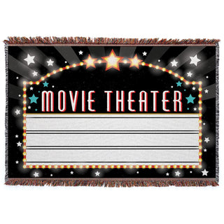 Movie Theater Marquee Personalized Fringe Throw Blanket