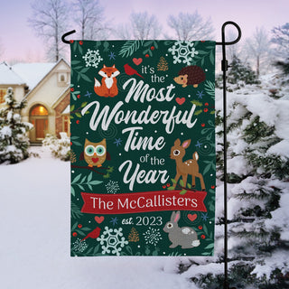 Most Wonderful Time of the Year Personalized Garden Flag