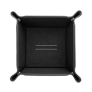 Name and Initial Black Leatherette Snap Tray