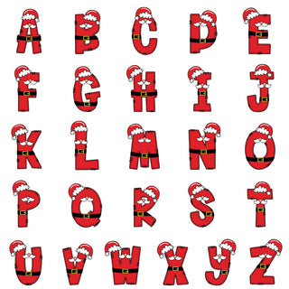 Santa Character Initial with Name Red Striped Pajamas-2T