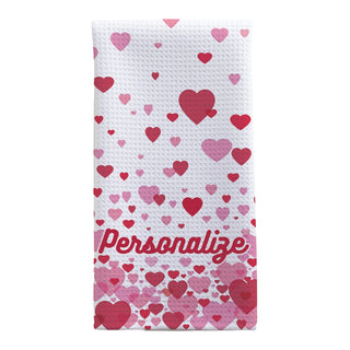 Shower of Hearts Waffle Tea Towel