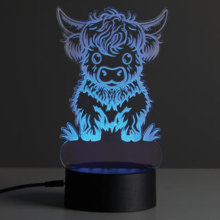 Highland Cow Acrylic LED Night Light