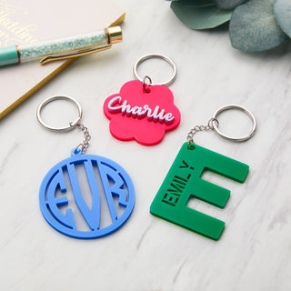 Initial With Cutout Name Acrylic Keychain