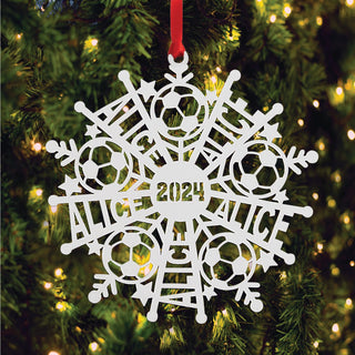2024 White Wood Sports Snowflake Ornament