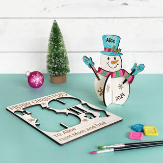 DIY Snowman Wood Puzzle Postcard