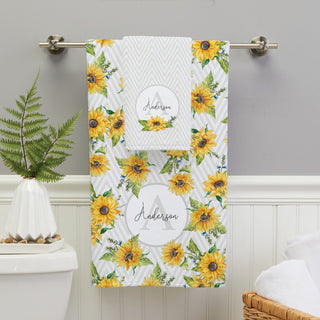 Sunflower Pattern Name & Initial Hand Towel