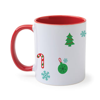 Christmas Name Pattern Red Handle Coffee Mug 11oz
