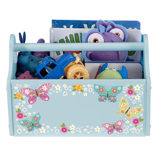 Butterfly Floral Light Blue Toy Caddy