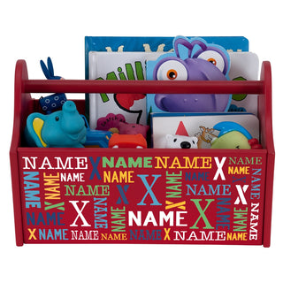 Initial & Name Pattern Red Toy Caddy