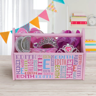 Initial & Name Pattern Pink Toy Caddy