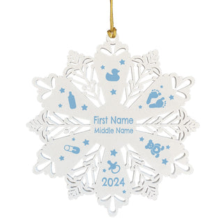 2024 Baby's First Christmas Wood Snowflake Ornament -Blue