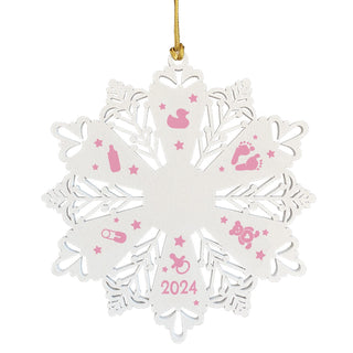 2024 Baby's First Christmas Wood Snowflake Ornament -Pink