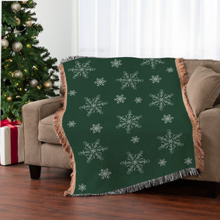 Family Holiday Gift idea fringe blanket with personalized snowflake design