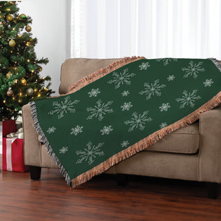 Script Name Snowflake Pattern Fringe Throw Blanket