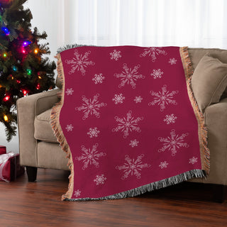 Fringe Throw blanket with snowflake designs - snowflakes personalized with name gift for family