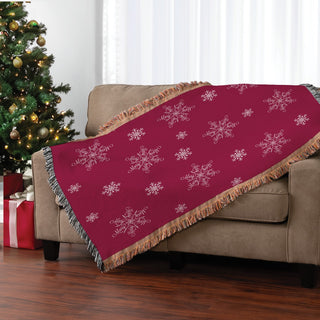 Script Name Snowflake Pattern Fringe Throw Blanket