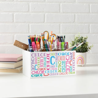 Name & Initial White Wood Storage Box - Pastel