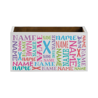 Name & Initial White Wood Storage Box - Pastel