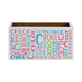 Name & Initial White Wood Storage Box - Pastel