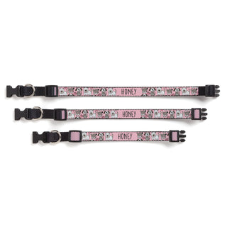 Cute Pink Dog Pattern Pet Collar - Three Sizes