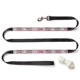 Personalized Pink Dog Leash with dog pattern design for new puppy gifts or pet gift ideas