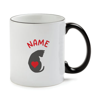 I Love My Cat Mug with Black Handle and Rim 11oz