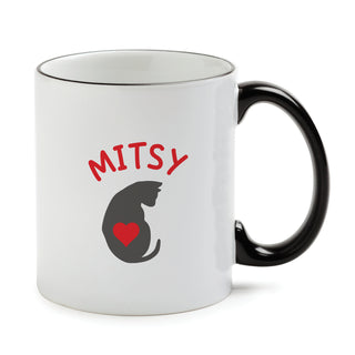 I Love My Cat Mug with Black Handle and Rim 11oz