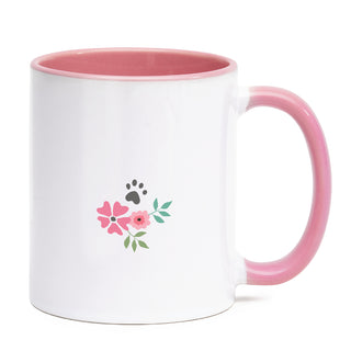 I Love My Cat Floral  Mug with Pink Handle and Rim 11oz