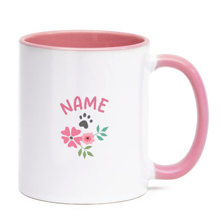 I Love My Cat Floral  Mug with Pink Handle and Rim 11oz