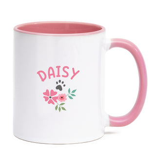 I Love My Cat Floral  Mug with Pink Handle and Rim 11oz