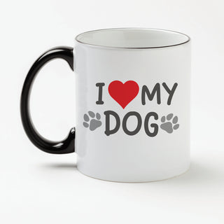 I Love My Dog Mug with Black Handle and Rim 11oz