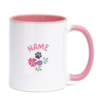 I Love My Dog Floral Mug with Pink Handle and Rim 11oz