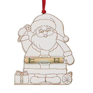 Wood Santa Money Holder Ornament