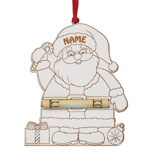 Wood Santa Money Holder Ornament