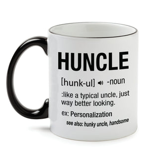 Huncle White Coffee Mug With Black Rim And Handle-11oz