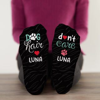 Dog Hair Don't Care Personalized socks with Dog Name gift for dog lover