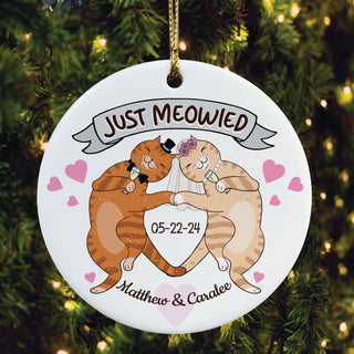 Just Meowied Personalized Christmas Ornament for the Cat Lover Couple