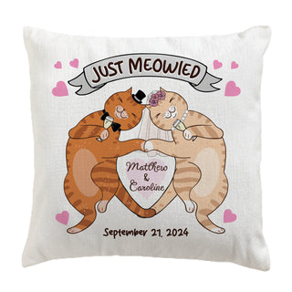 Just Meowied Cat Couple Throw Pillow