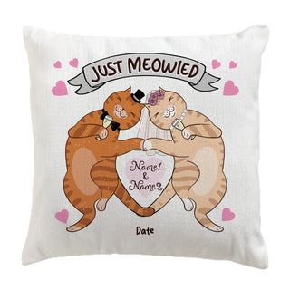 Just Meowied Cat Couple Throw Pillow