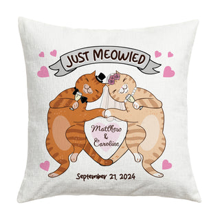 Just Meowied Cat Couple Throw Pillow