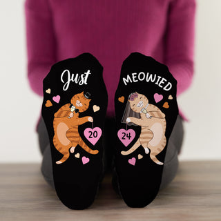 Just Meowied Personalized Socks for Cat Lover Couple