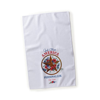 God Bless America Floral Star Patriotic Waffle Tea Towel