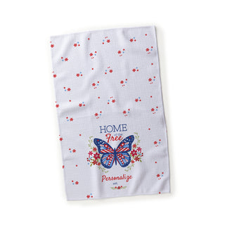 Home of the Free Patriotic Butterfly Themed Tea Towel