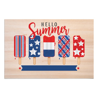 Hello Summer Patriotic Ice Pops Personalized Doormat