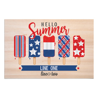 Hello Summer Patriotic Ice Pops Personalized Doormat