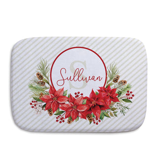 Personalized Holiday Bath Mat with Pointsettias